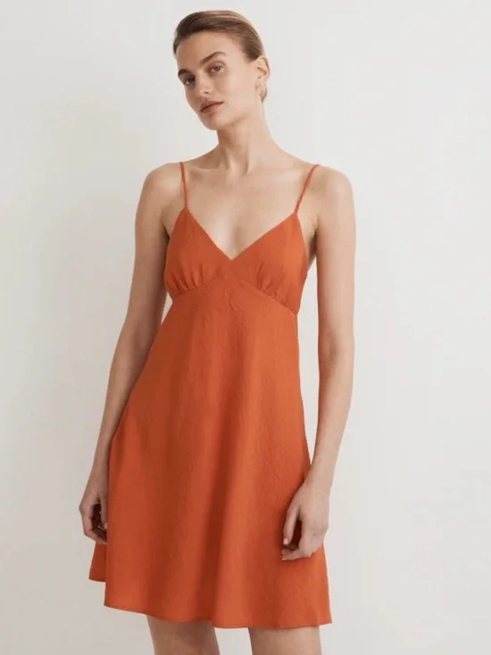 Madewell Layton Mini Slip Dress - Copperwashed Orange - Picture 1 of 7